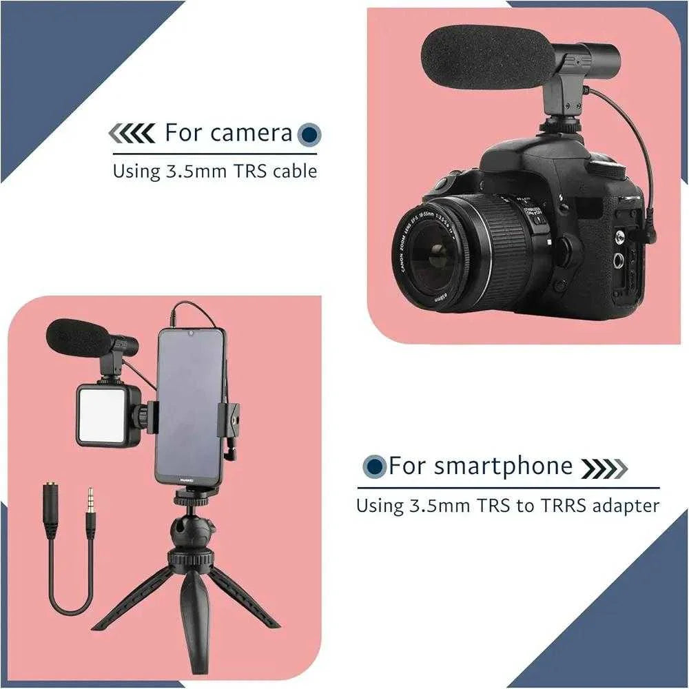 AY-49 Multi-Functional Portable Vlogger Kit with Mic, LED Light & Tripod Stand with Remote