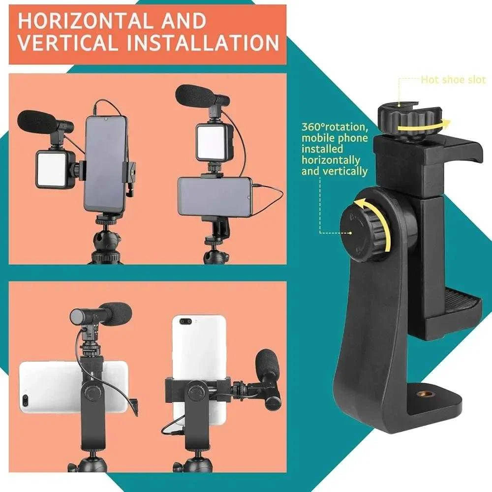 AY-49 Multi-Functional Portable Vlogger Kit with Mic, LED Light & Tripod Stand with Remote