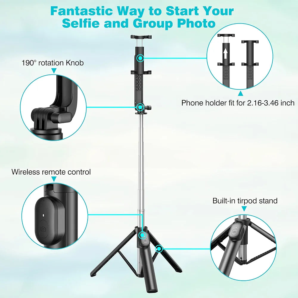 R1s Bluetooth Selfie Sticks Tripod Stand With Remote