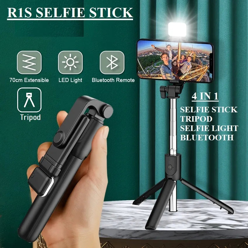 R1s Bluetooth Selfie Sticks Tripod Stand With Remote