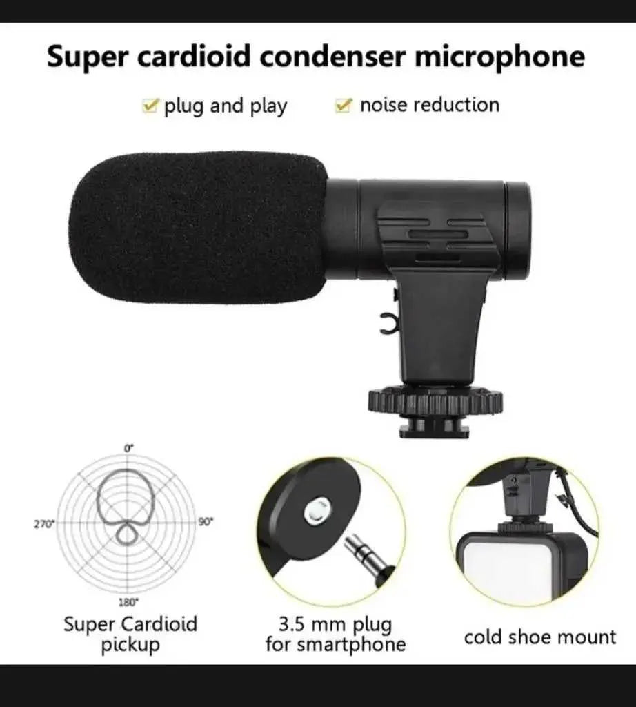 AY-49 Multi-Functional Portable Vlogger Kit with Mic, LED Light & Tripod Stand with Remote