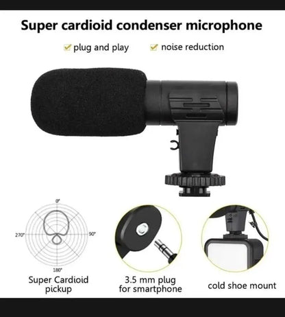 AY-49 Multi-Functional Portable Vlogger Kit with Mic, LED Light & Tripod Stand with Remote