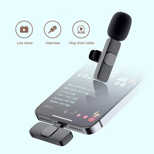 K9 Multi-Interface Wireless Collar Microphone Type-C & Lightning Omnidirectional Lavalier Mic Kit for Android, iPhone, and Content Creation